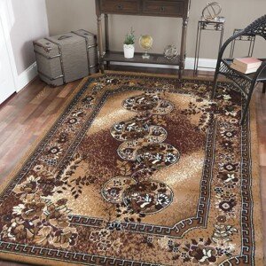 Hnědý koberec do obýváku ve vintage stylu Šířka: 60 cm | Délka: 100 cm