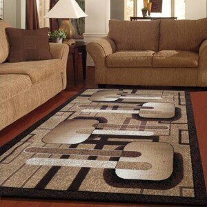 Kusový koberec hnědé barvy s geometrickými tvary Šířka: 250 cm | Délka: 350 cm
