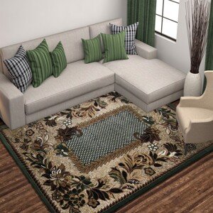 Stylový vintage koberec se zeleným okrajem Šířka: 200 cm | Délka: 400 cm