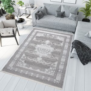 Exkluzivní bílý a šedý designový interiérový koberec se vzorem Šířka: 200 cm | Délka: 300 cm