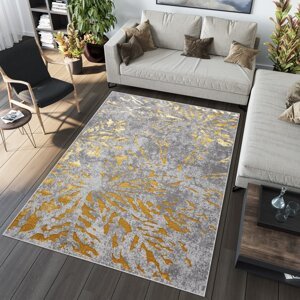 Exkluzivní moderní šedý koberec se zlatým motivem Šířka: 200 cm | Délka: 300 cm