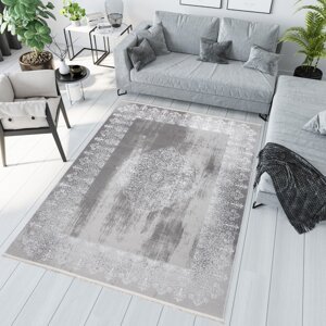 Moderní koberec v šedé barvě s orientálním vzorem v bílé barvě Šířka: 200 cm | Délka: 300 cm