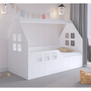 Dětský domeček na postel 160 x 80 cm bílý levý