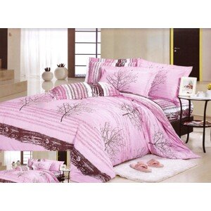 Povlak na postel růžové barvy s černým vzorem