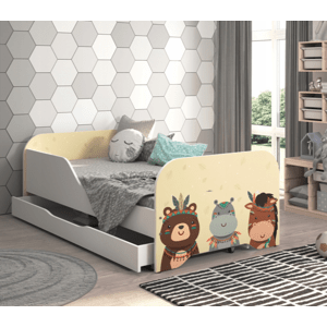Dětská postel MIKI 160 x 80 cm se safari zvířátky