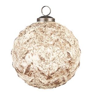 Béžovo-hnědá skleněná vánoční ozdoba koule – 12x12 cm