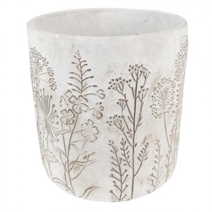 Šedý cementový obal na květináč s lučními květy Wildflowers M – 17x18 cm