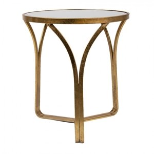 Zlatý kovový odkládací stolek Rudy s patinou – 54x60 cm