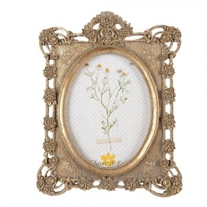 Zlatý antik fotorámecek s ružickami Roses IV – 13x18 cm
