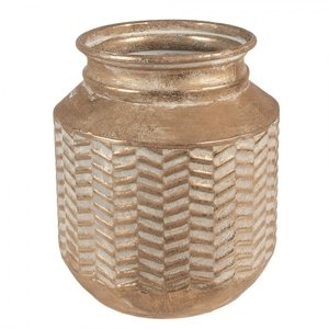 Zlatá antik dekorativní plechová váza – 21x23 cm