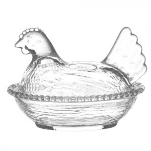 Skleněná dóza na bonbóny ve tvaru slepičky Chicken – 17x13x13 cm