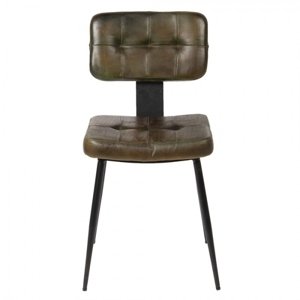 Jídelní hnědá židle se sedákem z kůže Alienor – 43x46x84 cm