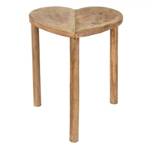 Příruční dřevěný dekorační stolek ve tvaru srdce Jasper – 39x34x40 cm