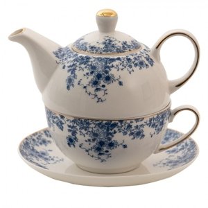 Porcelánový tea for one s modrými květy Blue Flowers – 400 ml / 250 ml