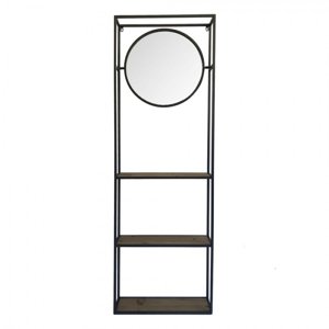 Oválné zrcadlo v kovovém rámu s policemi Youri – 53x15x165 cm