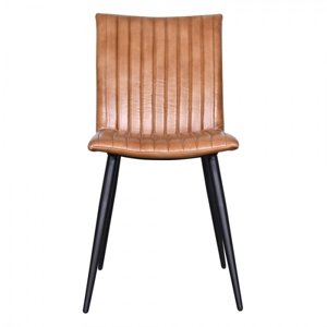 Hnědá kožená židle Aletta – 44x59x89 cm