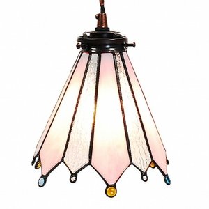 Závěsná lampa Tiffany Flowerbell pink – 18x15x115 cm