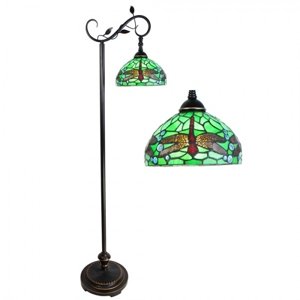 Zelená stojací Tiffany lampa s vážkami Dragonfly – 36x25x152 cm