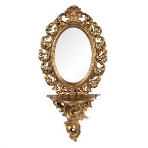 Zlaté bohatě zdobené nástěnné zrcadlo – 17x9x35 cm