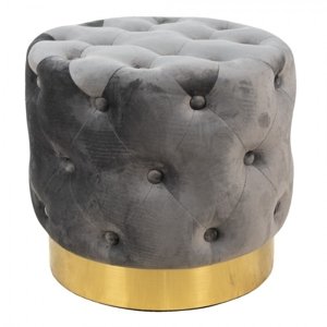 Šedá stolička s knoflíky a bronzovým páskem Finoe – 45x40 cm