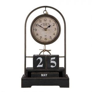Kovové stolní hodiny s dřevěnými kostičkami alá kalendář