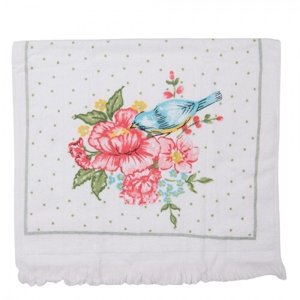 Kuchyňský froté ručník s květy a ptáčkem Cheerful Birdie – 40x66 cm