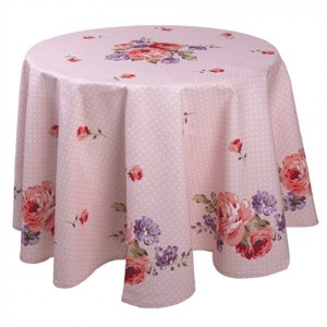 Růžový kulatý ubrus na stůl s růžemi Dotty Rose – 170 cm