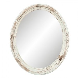 Oválné zrcadlo v bílém rámu s patinou – 54x4x66 cm