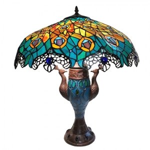 Vitrážová stolní lampa Tiffany Paons – 56x68 cm