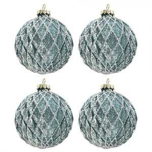 Modro-stříbrná vánoční koule (sada 4ks) – 8 cm