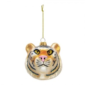 Vánoční ozdoba ve tvaru hlavy tygra – 10x9x10 cm