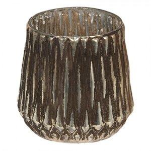 Skleněný svícen na čajovou svíčku s vroubky Possibly – 13x12 cm