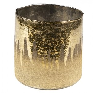 Skleněný stojánek na čajovou svíčku zlatý 10x10 cm – 10x10 cm