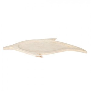 Světle hnědý dřevěný tácek ve tvaru delfína – 65x36x3 cm