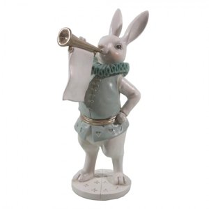 Velikonoční dekorační soška králíka s trubkou – 12x12x29 cm