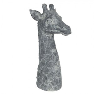 Šedá dekorace hlava žirafy – 24x22x47 cm