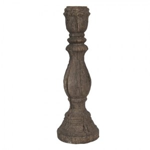Hnědý svícen v designu starého dřeva Miquel – 13x40 cm