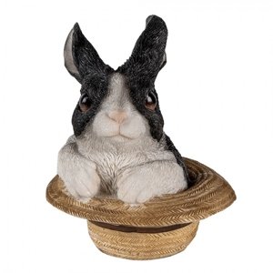 Dekorativní soška králíka v klobouku – 12x12x14 cm