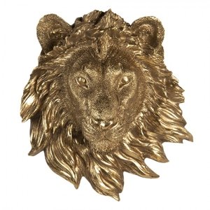 Zlatá nástěnná dekorace hlavy lva – 18x8x21 cm