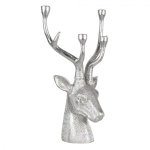 Stříbrný svícen ve tvaru hlavy jelena se 4 držáky na svíčku – 29x20x49 cm
