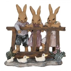 Velikonoční dekorace králičí děti na plůtku – 14x9x13 cm