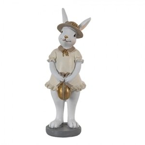 Dekorace králičí slečna v šatech s vajíčkem – 5x5x15 cm