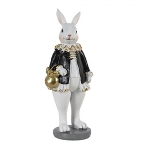 Dekorace králík v černém kabátku – 5x5x15 cm