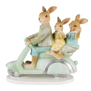 Velikonoční dekorace králičí rodinka na skútru – 17x7x15 cm