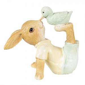 Dekorace soška králík s kachničkou – 7x5x7 cm