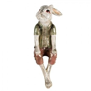 Dekorace socha králík sedící se zlatou patinou – 18x18x46 cm