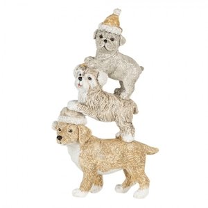 Vánoční dekorativní soška psů s čepicemi – 10x4x18 cm