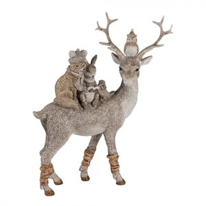 Dekorativní soška jelena se zvířátky na hřbetu – 20x8x25  cm