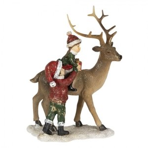 Vánoční dekorativní soška jelena s dětmi – 15x9x22 cm