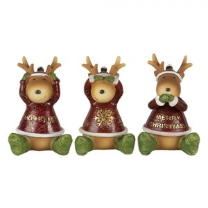 Vánoční dekorativní sošky sobů Merry Christmas (3ks) – 18x5x9 cm